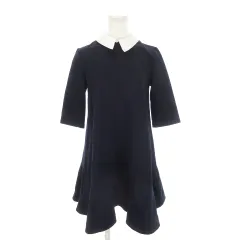 スナイデル SNIDEL ミニワンピース フェイクレイヤード 襟付き 五分袖 切替 ストレッチ F 紺 ネイビー /MN7