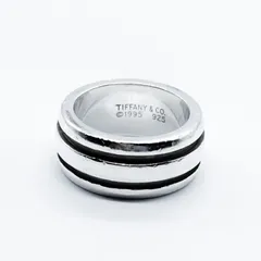 A472 TIFFANY&Co. ティファニー　グルーブド　ダブルライン　リング　約8号　シルバー