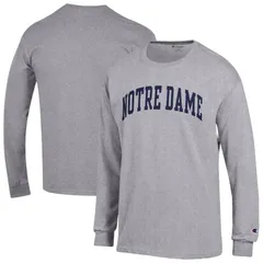 チャンピオン メンズ トップス Tシャツ Mens Champion Heather Gray Notre Dame Fighting Irish Basic Arch Long Sleeve TShirt Ntd Grey グレー