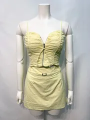 2497 ROBE de  FLEURS Glossy ローブドフルール　グロッシー　キャバクラ　ドレス　セットアップ　ナイロン　シャーリング　バストジップ　タイト　ミニ　キャバドレス　S