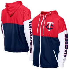 ニューエラ メンズ アウター ジャケット・ブルゾン パーカー MensNew Era NavyRed Minnesota Twins Color Block FullZip Hoodie Windbrのサムネイル