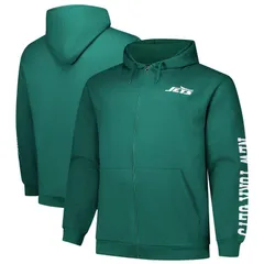 【送料無料】 ファナティクス メンズ Tシャツ トップス Mens Fanatics Green New York Jets Big Tall Sleeve Hit FullZip Hoodie Jet Green