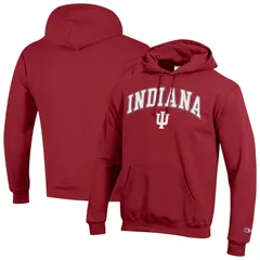 チャンピオン メンズ トップス Tシャツ ロゴ フリース パーカー MensChampion Crimson Indiana Hoosiers Arched Logo Fleece Pullover Hoodie Ind Red レッド