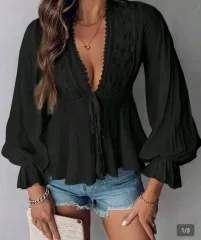 BL369 ブラック レイ 紐 ブラウス 兼 カーディガン