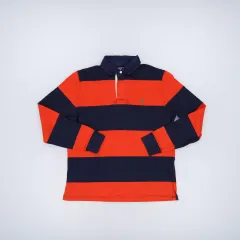 L ポロ ストライプ ラグビー長袖Tシャツ 0305H1