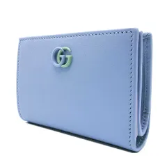 グッチ 二つ折り財布 GGマーモント スモールウォレット ブルー 790063 新品