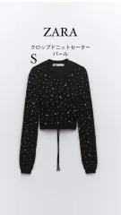 ZARA パール バックレス クロップドニット s