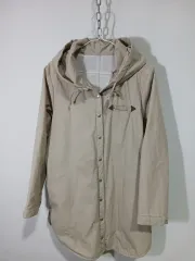 ベージュ フード ロング マウンテンパーカー アウター