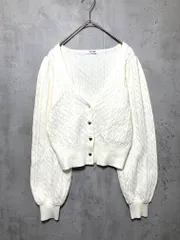美品 one after another NICE CLAUP ナイスクラップ ハートボタン ケーブル ニット カーディガン sizeF/白 ■■レディース