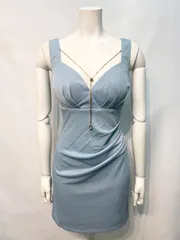 2499 JEWELS ジュエルズ　キャバクラ　ドレス　ノースリーブ　タイト　ミニ　伸縮性　キラキラ　ラメ　ゴールドチェーンネック　キャバドレス　M