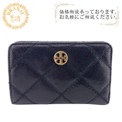 Tory Burch トリーバーチ キルティング コンパクトウォレット ロゴ  レザー 二つ折り財布 ブラック レディース