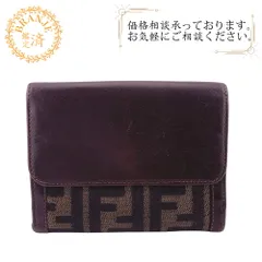 FENDI フェンディ ヴィンテージ Wホック コンパクトウォレット ズッカ  キャンバス 二つ折り財布 ブラウン ユニセックス