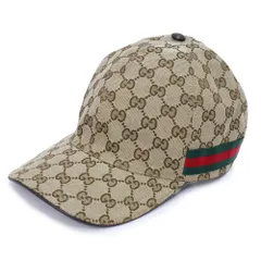 グッチ 200035 ベースボール キャップ ハット 帽子 XLサイズ 60CM GGキャンバス レザー ベージュ ブラウン グリーン レッド キャップ ゴールド金具 GUCCI（未使用保管品）
