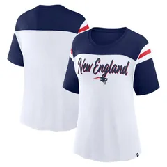 【送料無料】 ファナティクス レディース Tシャツ トップス Womens Fanatics WhiteNavy New England Patriots Cheer Chant Fashion Crop Top Pat White