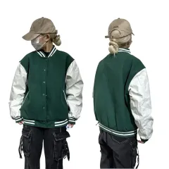 ヴィンテージ グリーン 白 オーバーサイズ スタジャン ジャケット M