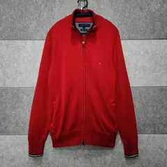 トミーヒルフィガー メンズ プレミアム ラムウール ニット ジップアップ (サイズ M)