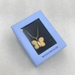 WEDGWOOD ウエッジウッド バタフライ ネックレス ゴールド ベージュ系 蝶 箱付き