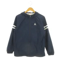 ルコックスポルティフ le coq sportif ウインドブレーカー ゴルフ L 紺 ネイビー フード付き 長袖 ジップアップ ライン入り /MN21 ■GY99