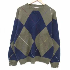 L/古着 長袖 セーター メンズ ウール クルーネック 濃緑他 26feb25