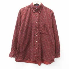 XL/古着 バンヒューセン 長袖 シャツ メンズ 90年代 90s 総柄 コーデュロイ 大きいサイズ コットン ボタンダウン エンジ他【spe】 26feb25