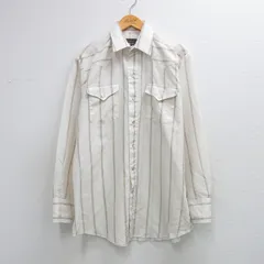L/古着 長袖 ウエスタン シャツ メンズ 90年代 90s ロング丈 白系他 ストライプ 26feb25