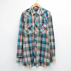 XL/古着 ラングラー 長袖 ウエスタン シャツ メンズ 90年代 90s 大きいサイズ ロング丈 ベージュ他 チェック 26feb25のサムネイル