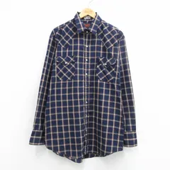 XL/古着 長袖 ウエスタン シャツ メンズ 紺他 チェック 26feb25