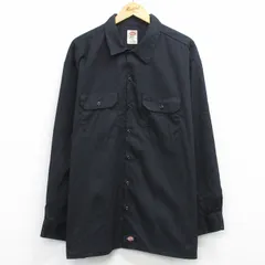 XL/古着 ディッキーズ 長袖 ワーク シャツ メンズ 大きいサイズ ロング丈 黒 26feb25