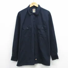 XL/古着 ディッキーズ 長袖 ワーク シャツ メンズ 大きいサイズ 濃紺 26feb25
