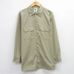 XL/古着 ディッキーズ 長袖 ワーク シャツ メンズ 大きいサイズ ロング丈 ベージュ 26feb25