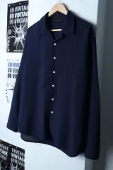 (F) 펀다멘탈리스트 シャツ シャツ ネイビー 無地 夏 -1794A