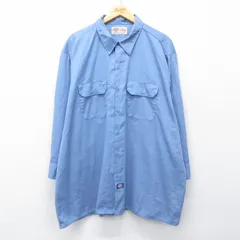 XL/古着 ディッキーズ 長袖 ワーク シャツ メンズ 00年代 00s 大きいサイズ ロング丈 薄紺 26feb26