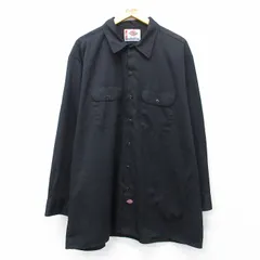 XL/古着 ディッキーズ 長袖 ワーク シャツ メンズ 大きいサイズ ロング丈 黒 26feb26