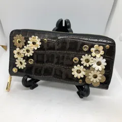 ＬＥＡＴＨＥＲ ＪＥＷＥＬＳ レザージュエルズ 長財布 クロコダイル風 花モチーフ ラウンドファスナー 茶系 ブラック _246067のサムネイル