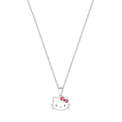 アニメキャラクター レディース アクセサリー ネックレス・チョーカー・ペンダントトップ レース Licensed Character Hello Kitty Crystal Enamel Pendant Necklace Silvertone