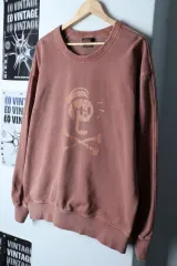 (L-XL) FrizmWORKS（フリズムワークス）スウェット Tシャツ PIGMENT ピグメント ピンク スカル-1764A