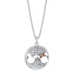 ディズニー レディース アクセサリー ネックレス・チョーカー・ペンダントトップ レース Disneys Mickey Minnie Mouse Made For Each Other Crystal Necklace Rose Silver Clear シルバ