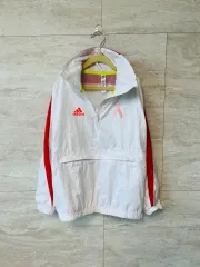 (中古)アディダスキッズ ウィンドブレーカー アウター 130 レッド & 白