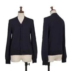 コムコム コムデギャルソンCOMME des GARCONS スナップボタンウールニットカーディガン 紺Mのサムネイル