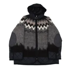 ジュンヤワタナベマン コムデギャルソンJUNYA WATANABE MAN COMME des GARCONS ニットドッキングキルティングジップブルゾン 黒グレージュMのサムネイル