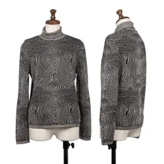 ジャンニヴェルサーチGIANNI VERSACE ジャガードタートルネックニット 黒白M位のサムネイル