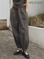 【即納】 ウィルフリー WILLFULLY ボトムス volume wide shirring check PT ボリュームワイドシャーリングチェックパンツ フルレングス 2611-op-12のサムネイル