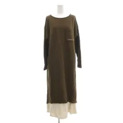 アヴィレックス AVIREX Belle スウェットワンピース 裏起毛 F カーキ 長袖 ラウンドネック 胸ポケット /TQ ■ECF003