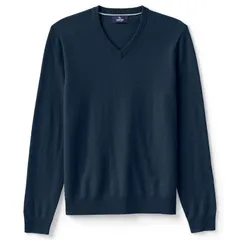 ランズエンド メンズ アウター ニット・セーター Vネック Mens Lands End FineGauge Cashmere Vneck Sweateradiant Navy ネイビー