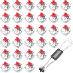 SALUDABLE キースイッチ キーキャップ キーボード 工具 キープラー キートップ 外し 交換 (赤軸 30個 + 引抜工具セット)