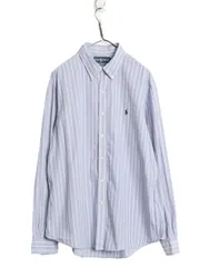 【お得なクーポン配布中!】 ラルフローレン ストライプ 長袖 ボタンダウン シャツ メンズ XL / 古着 ポロ コットン 長袖シャツ ワンポイント 大きいサイズ ワイシャツ