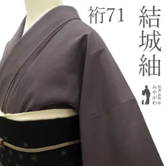 【中古】 結城紬 無形文化財 紬 正絹 リサイクル 着物 袷 濃灰紫地 無地 上質 カジュアル ガード加工済み シンプル カジュアル 美品 春 秋 冬 紬 つむぎ 仕立て上がり 身丈167 裄71 Ｌサイズ みやがわ sb17239