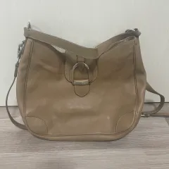 【229443】RALPH LAUREN ラルフローレン  トートーバッグ　ショルダー　2WAY　カバン　レザー　ロゴ ライトブラウン系