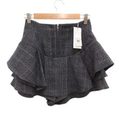 スナイデル SNIDEL タグ付き 25AW レイヤードフリルミニスカショーパン キュロットパンツ チェック柄 0 SWFP255106 紺 ネイビー /JS ■GY19