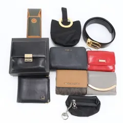 まとめ 10点 セット グッチ セリーヌ ダンヒル レザー 長財布 コンパクト ウォレット ベルト ポーチ レディース REE DM10-7【中古】